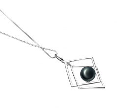 Lilian Noir 8-9mm AAA-qualité perles d'eau douce 925/1000 Argent-pendentif en perles