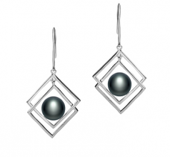 Lilian Noir 8-9mm AAA-qualité perles d'eau douce 925/1000 Argent-Boucles d'oreilles en perles
