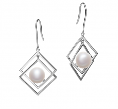 Lilian Blanc 8-9mm AAA-qualité perles d'eau douce 925/1000 Argent-Boucles d'oreilles en perles