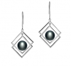 Lilian Noir 8-9mm AAA-qualité perles d'eau douce 925/1000 Argent-un set en perles
