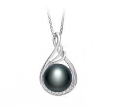 Lori Noir 10-11mm AAA-qualité perles d'eau douce 925/1000 Argent-pendentif en perles