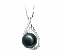 Lori Noir 10-11mm AAA-qualité perles d'eau douce 925/1000 Argent-pendentif en perles