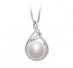 Lori Blanc 10-11mm AAA-qualité perles d'eau douce 925/1000 Argent-pendentif en perles