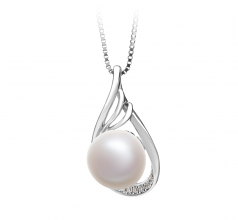 Lori Blanc 10-11mm AAA-qualité perles d'eau douce 925/1000 Argent-pendentif en perles