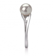 Tanya Blanc 6-7mm AA-qualité Akoya du Japon 585/1000 Or Blanc-Bague perles