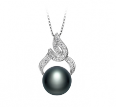 Bebra Noir 10-11mm AAA-qualité perles d'eau douce 925/1000 Argent-pendentif en perles
