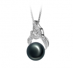 Bebra Noir 10-11mm AAA-qualité perles d'eau douce 925/1000 Argent-pendentif en perles