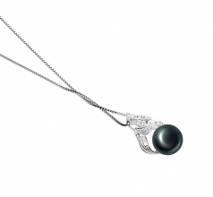 Bebra Noir 10-11mm AAA-qualité perles d'eau douce 925/1000 Argent-pendentif en perles