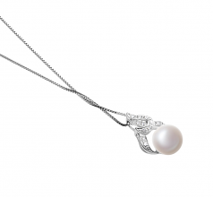Bebra Blanc 10-11mm AAA-qualité perles d'eau douce 925/1000 Argent-pendentif en perles
