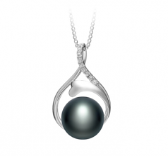 Daiya Noir 10-11mm AAA-qualité perles d'eau douce 925/1000 Argent-pendentif en perles