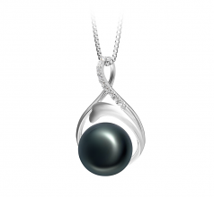 Daiya Noir 10-11mm AAA-qualité perles d'eau douce 925/1000 Argent-pendentif en perles