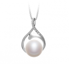 Daiya Blanc 10-11mm AAA-qualité perles d'eau douce 925/1000 Argent-pendentif en perles