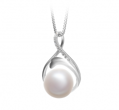 Daiya Blanc 10-11mm AAA-qualité perles d'eau douce 925/1000 Argent-pendentif en perles