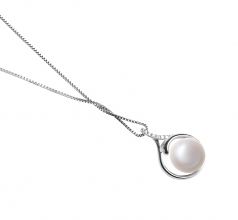 Daiya Blanc 10-11mm AAA-qualité perles d'eau douce 925/1000 Argent-pendentif en perles