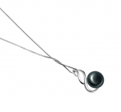 Adalia Noir 10-11mm AAA-qualité perles d'eau douce 925/1000 Argent-pendentif en perles
