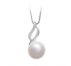 Adalia Blanc 10-11mm AAA-qualité perles d'eau douce 925/1000 Argent-pendentif en perles