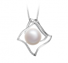 Freda Blanc 10-11mm AAA-qualité perles d'eau douce 925/1000 Argent-pendentif en perles