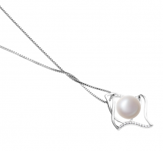 Freda Blanc 10-11mm AAA-qualité perles d'eau douce 925/1000 Argent-pendentif en perles