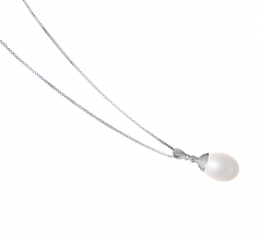 Kaylee Blanc 10-11mm AA - Drop-qualité perles d'eau douce 925/1000 Argent-pendentif en perles