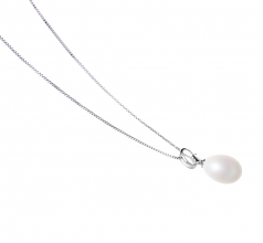 Denise Blanc 10-11mm AA - Drop-qualité perles d'eau douce 925/1000 Argent-pendentif en perles