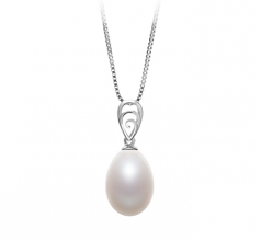 Fotina Blanc 10-11mm AA - Drop-qualité perles d'eau douce 925/1000 Argent-pendentif en perles