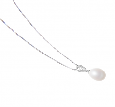 Fotina Blanc 10-11mm AA - Drop-qualité perles d'eau douce 925/1000 Argent-pendentif en perles