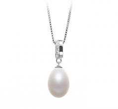 Serge Blanc 10-11mm AA - Drop-qualité perles d'eau douce 925/1000 Argent-pendentif en perles