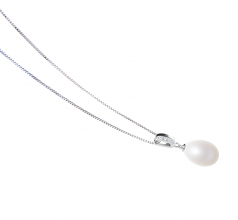 Serge Blanc 10-11mm AA - Drop-qualité perles d'eau douce 925/1000 Argent-pendentif en perles