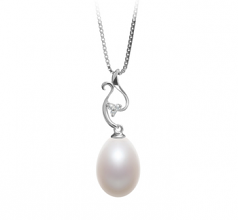 Benita Blanc 10-11mm AA - Drop-qualité perles d'eau douce 925/1000 Argent-pendentif en perles