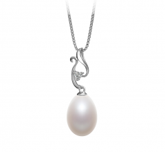 Benita Blanc 10-11mm AA - Drop-qualité perles d'eau douce 925/1000 Argent-pendentif en perles