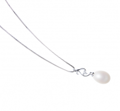 Benita Blanc 10-11mm AA - Drop-qualité perles d'eau douce 925/1000 Argent-pendentif en perles