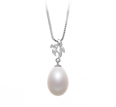 Vilde Blanc 10-11mm AA - Drop-qualité perles d'eau douce 925/1000 Argent-pendentif en perles