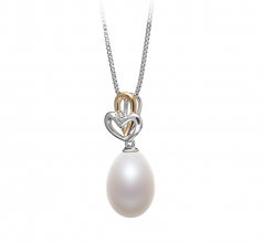 Aida Blanc 10-11mm AA - Drop-qualité perles d'eau douce 925/1000 Argent-pendentif en perles