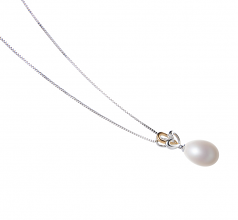 Aida Blanc 10-11mm AA - Drop-qualité perles d'eau douce 925/1000 Argent-pendentif en perles