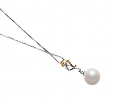 Brianna Blanc 10-11mm AAAA-qualité perles d'eau douce 925/1000 Argent-pendentif en perles