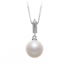 Aoife Blanc 10-11mm AAAA-qualité perles d'eau douce 925/1000 Argent-pendentif en perles