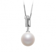 Aoife Blanc 10-11mm AAAA-qualité perles d'eau douce 925/1000 Argent-pendentif en perles