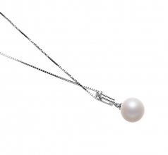 Aoife Blanc 10-11mm AAAA-qualité perles d'eau douce 925/1000 Argent-pendentif en perles