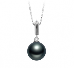 Aoife Noir 10-11mm AAA-qualité de Tahiti 925/1000 Argent-pendentif en perles