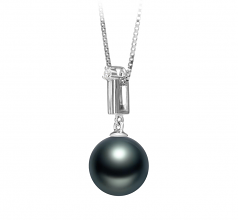 Aoife Noir 10-11mm AAA-qualité de Tahiti 925/1000 Argent-pendentif en perles