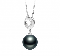 Linda Noir 10-11mm AAA-qualité de Tahiti 925/1000 Argent-pendentif en perles