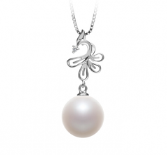 Phoenix Blanc 10-11mm AAAA-qualité perles d'eau douce 925/1000 Argent-pendentif en perles