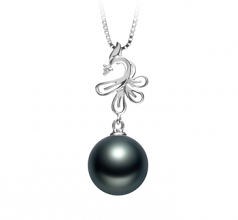 Phoenix Noir 10-11mm AAA-qualité de Tahiti 925/1000 Argent-pendentif en perles