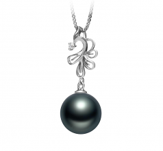 Phoenix Noir 10-11mm AAA-qualité de Tahiti 925/1000 Argent-pendentif en perles