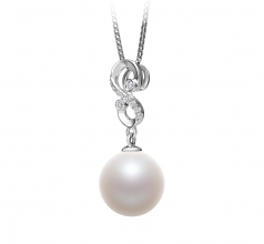 Virginie Blanc 10-11mm AAAA-qualité perles d'eau douce 925/1000 Argent-pendentif en perles