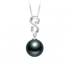 Virginie Noir 10-11mm AAA-qualité de Tahiti 925/1000 Argent-pendentif en perles