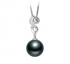 Virginie Noir 10-11mm AAA-qualité de Tahiti 925/1000 Argent-pendentif en perles