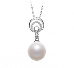 Meredith Blanc 10-11mm AAAA-qualité perles d'eau douce 925/1000 Argent-pendentif en perles