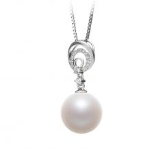 Meredith Blanc 10-11mm AAAA-qualité perles d'eau douce 925/1000 Argent-pendentif en perles