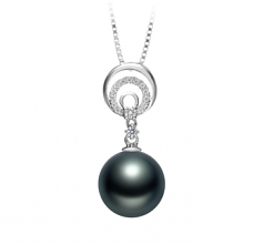 Meredith Noir 10-11mm AAA-qualité de Tahiti 925/1000 Argent-pendentif en perles